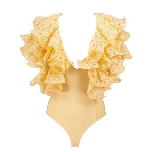 ROTATE Birger Christensen Carmen lace trimmed bodysuit, US8 - Picture 2 of 16